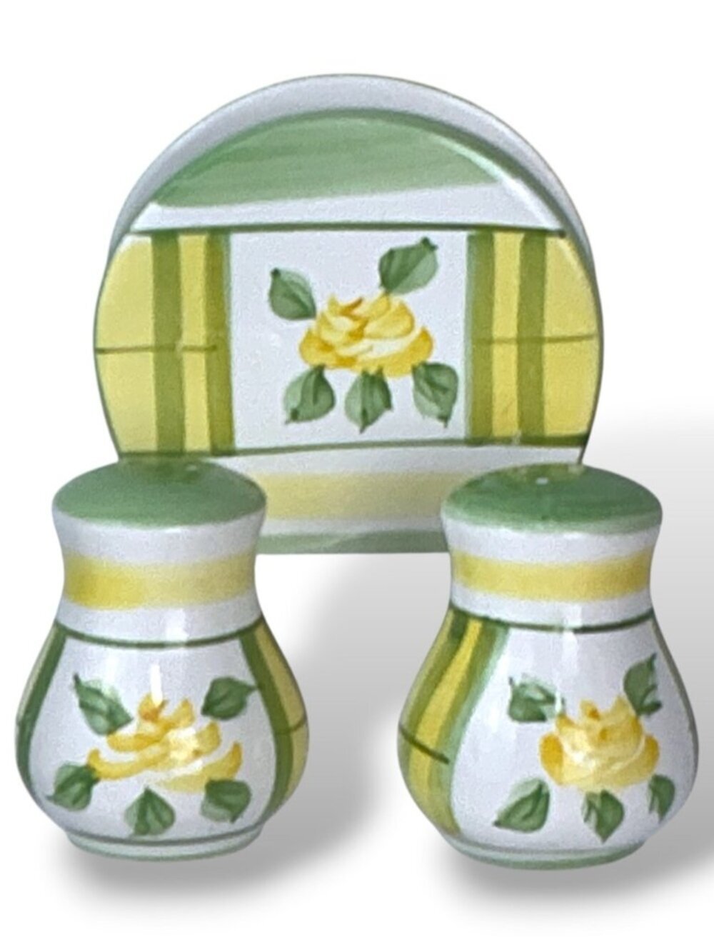 Vintage Royal Norfolk Cottage Rose Napkin Holder Salt Pepper Shaker 3 PC Set